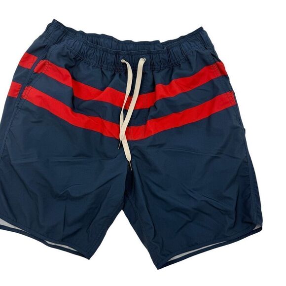 Men's Fair Harbor The Anchor Red Stripe Anchor 8" Shorts Size Medium Blue Red - Picture 2 of 12